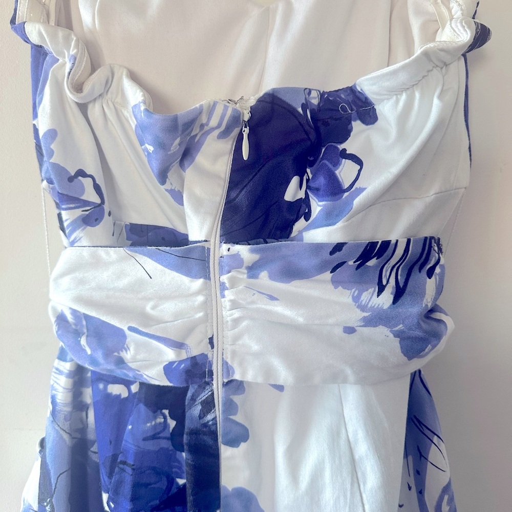 Suzi Chin Strapless Dress in Blue and White Floral - Picture 5 of 13